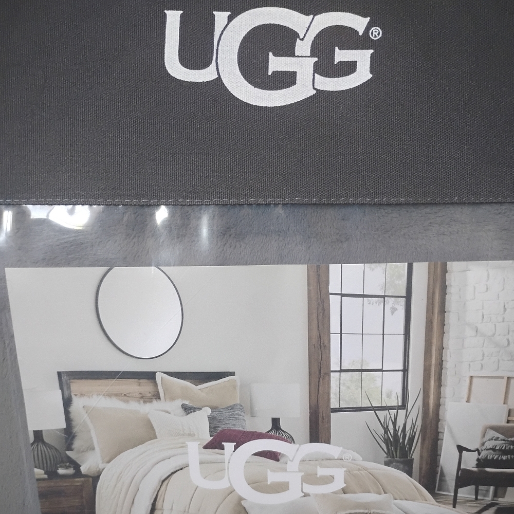 Ugg reversible Sherpa grey cream comforter set full queen